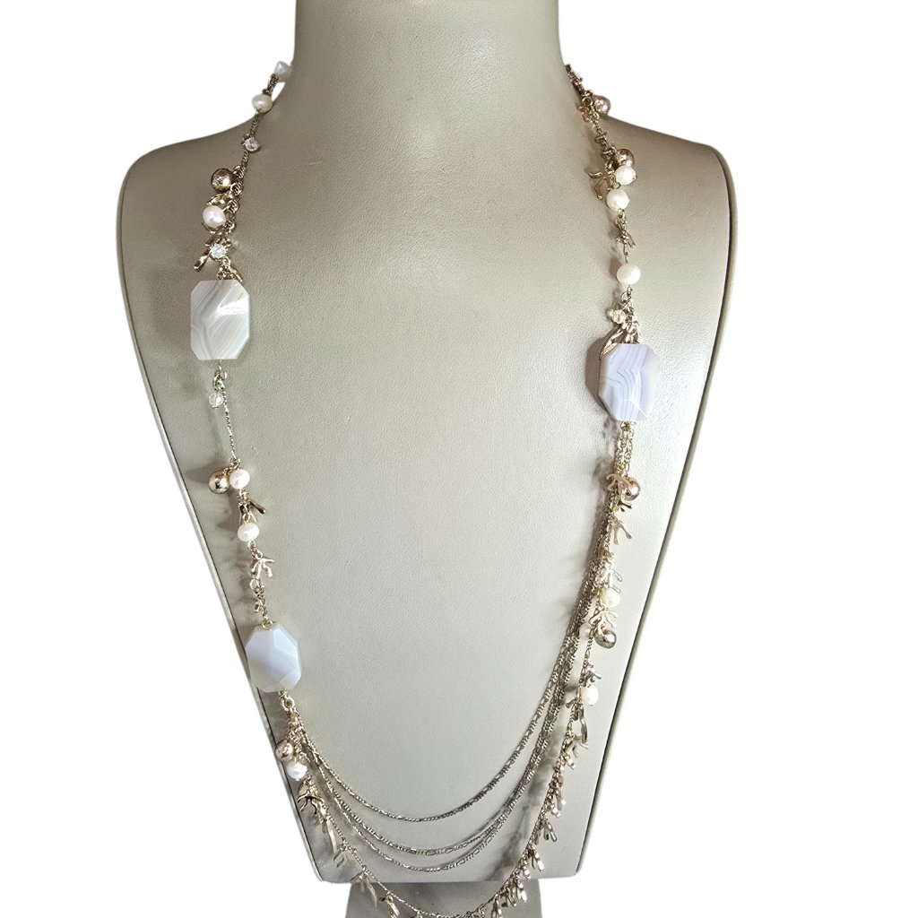 $138 Tommy Bahamas Long Coral Multi Layer Necklace Nwt